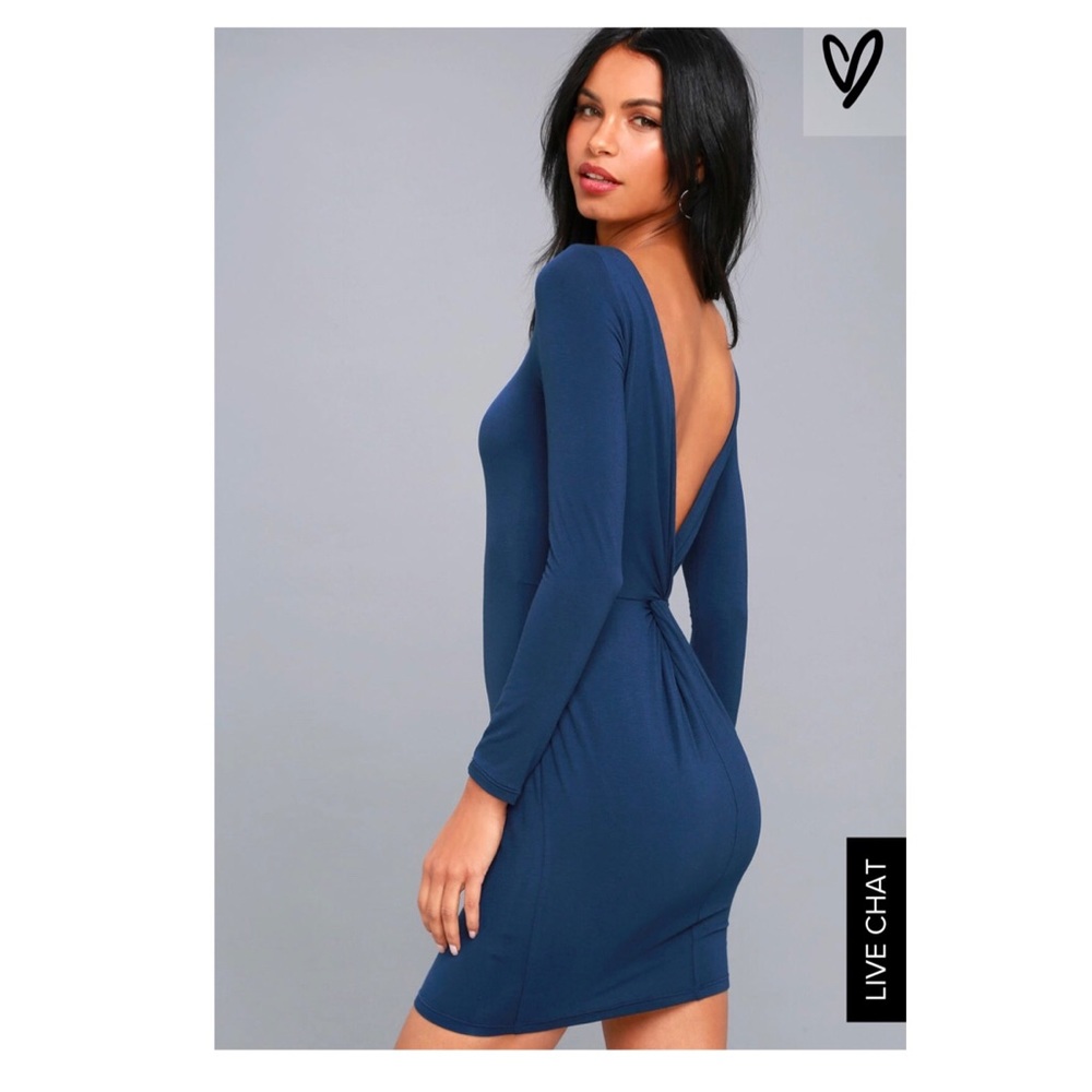 Lulu’s bodycon mini dress. Deep V back.